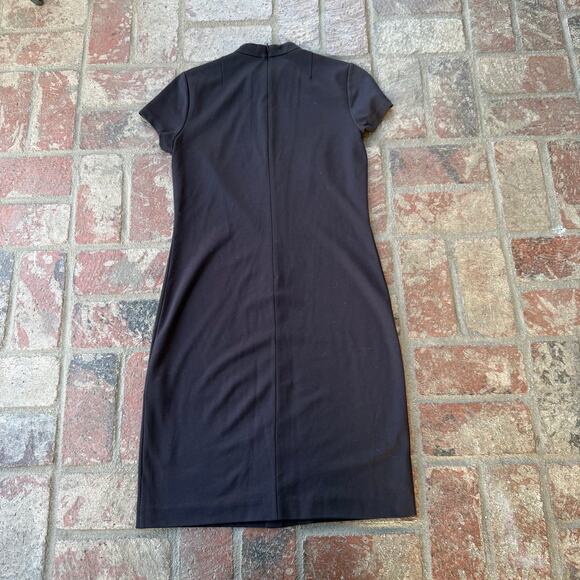 Brooks Brothers Black Mock Neck Dress Short Sleeve Size 6 - Picture 2 of 3